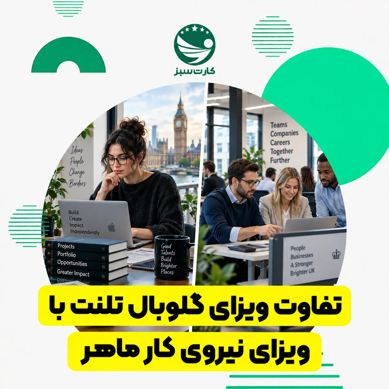 مقایسه مسیر کاری ویزای گلوبال تلنت و ویزای نیروی کار ماهر انگلیس