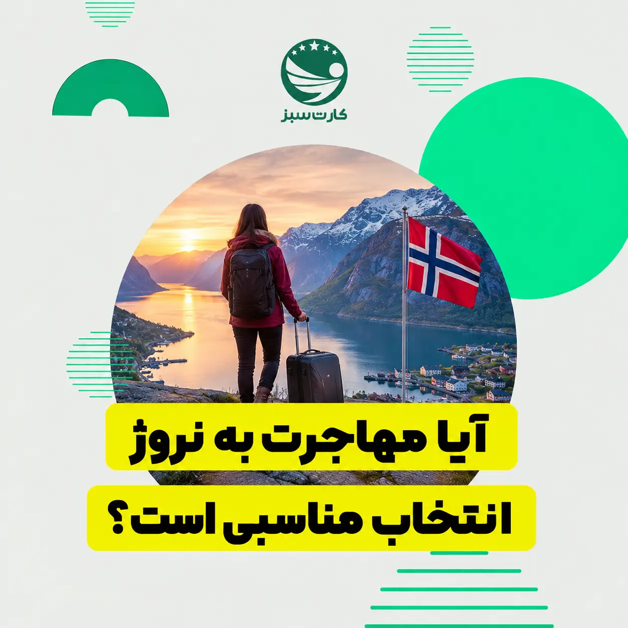 فردی در کنار فیورد نروژ در حال تصمیم‌گیری برای مهاجرت